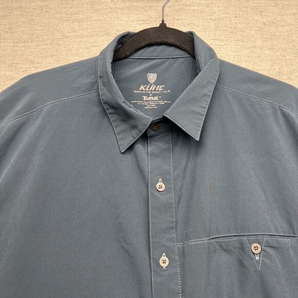 KUHL Men's Renegade Tufflex Navy Blue Short Sleeve Stretch Performance Shirt XL - Picture 2 of 11